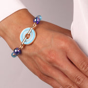 Bracciale in Metallo con cristalli colorati nelle sfumature blu ispirate al vetro di Murano