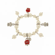 Bracciale in Metallo Bracciale in Metallo con perle e campanelle portafortuna in smalto rosso con scritta Capri