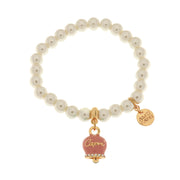 Bracciale in Metallo Bracciale in Metallo con perle e campanella portafortuna in smalto rosa con scritta Capri