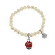 Bracciale in Metallo Bracciale in Metallo con perle e campanella portafortuna in smalto rosso con scritta Capri