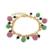 Metal bracelet with colored stones