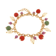 Metal bracelet with colored stones