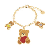 Metal bracelet with bears and red heart