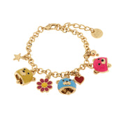 Metal bracelet with colored bell-shaped bears