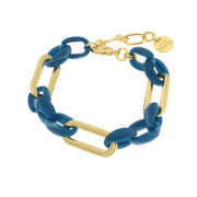 Metal bracelet with blue rectangular chains
