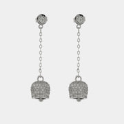 Orecchini in Argento 925 con campanella pendente, impreziosita da luminosi zirconi bianchi