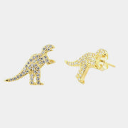 Orecchini in Argento 925 con dinosauri a lobo, ricchi di zirconi bianchi