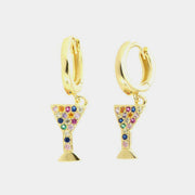 Orecchini in Argento 925 cerchietti con calici pendenti tappezzati di zirconi multicolor