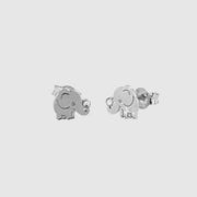 Orecchini in Argento 925 eleganti e portafortuna, a forma di elefanti con piccoli cristalli bianchi
