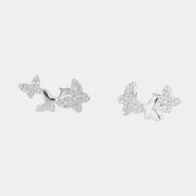 Orecchini in Argento 925 farfalle a lobo con zirconi bianchi