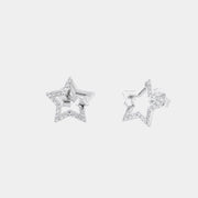 Orecchini in Argento 925 a forma di stella ricoperta da zirconi bianchi