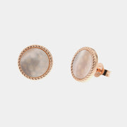 Orecchini in Argento 925 a forma di cerchio effetto madre perla impreziositi da dettagli