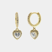 Orecchini in Argento 925 con zircone pendente a forma di cuore impreziositi da zirconi bianchi