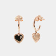 Orecchini in Argento 925 semicerchi con pendente a forma di cuore con dettaglio in zircone bianco