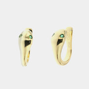 Ear Cuff in Argento a forma di serpente con dettaglio in zircone verde