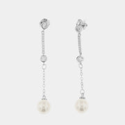 Orecchini in Argento 925 con perle pendenti e zirconi bianchi