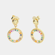 Orecchini in Argento 925 con pendenti a forma di cerchi impreziositi da zirconi multicolor