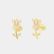 Orecchini in Argento 925 a forma di fiore impreziosito da zirconi bianchi