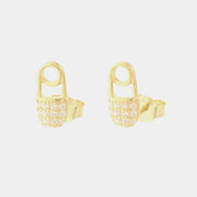Orecchini in Argento 925 a forma di lucchetto con zirconi bianchi