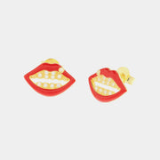 Orecchini in Argento 925 a forma di labbra impreziositi da zirconi bianchi e smalti colorati