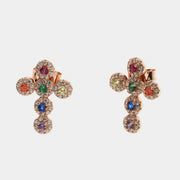 Orecchini in Argento 925 a croce impreziositi da zirconi multicolor