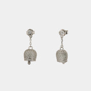 Orecchini in Argento 925 con campanella portafortuna tempestata da zirconi bianchi
