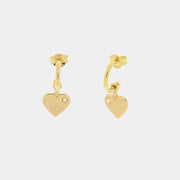 Orecchini in Argento 925 con cuore pendente a semi cerchio impreziosito da punto luce