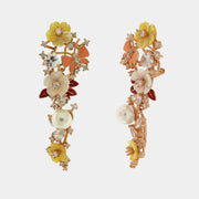 Orecchini in Argento 925 con fiori in madreperla con zirconi colorati