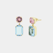 Orecchini in Argento 925 con cristalli azzurri e rosa