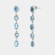 Orecchini in Argento 925 con cristalli pendenti azzurri