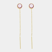 Orecchini in Argento 925 lunghi con punto luce rosa