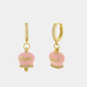Orecchini in Argento 925 con campanella rosa Capri e zirconi