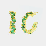 Orecchini in Argento 925 semicerchio con zirconi nelle sfumature del verde