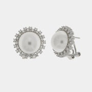 Orecchini in Argento 925 con perla di acqua dolce centra e zirconi bianchi