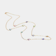 Collana in Argento 925 catena lunga con cristalli multicolore