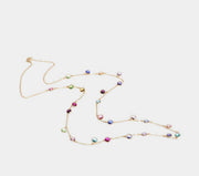Collana in Argento 925 catena lunga con cristalli multicolore pendenti