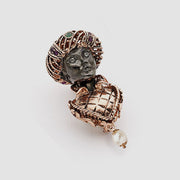Spilla in Argento 925 con i mori di venezia con cristalli multicolore e perla