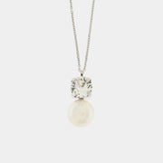Collana in Argento 925 con cristallo bianco e perla pendente