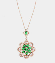 Collana in Argento 925 con pendente fiore  smeraldo