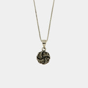 Collana in Argento 925 con pendente a forma di nodo  con cristalli bainchi e fume'