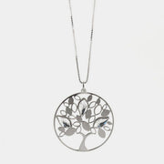 Collana in Argento 925 con ciondolo albero della vita, impreziosito da luminosi cristalli bianchi