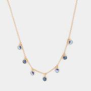 Collana in Argento 925 con giro di cristalli pendenti, dalle sfumature royal blu