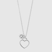 Collana in Argento 925 con cristallo e ciondolo forma cuore, pendenti.