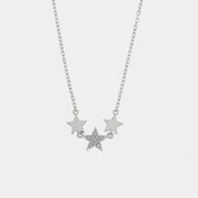 Collana in Argento 925 con trio di stelle, lisce ai lati e stella centrale impreziosita da zirconi bianchi