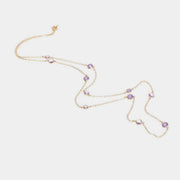 Collana in Argento 925 catena lunga con punti luce sparsi di cristalli dalle sfumature lilla