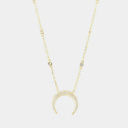 Collana in Argento 925  con pendente mezza luna e zirconi bianchi