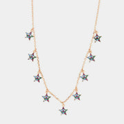 Collana in Argento 925  con ciondoli a forma di stella impreziositi da zirconi multicolore