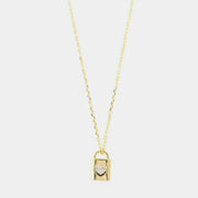 Collana in Argento 925 con pendente a forma di lucchetto e cuore con zirconi bianchi