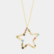 Collana in Argento 925 con pendente a forma di stella con zirconi colorati