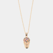 Collana in Argento 925 con pendente a forma di teschio impreziosito da cristalli multicolor